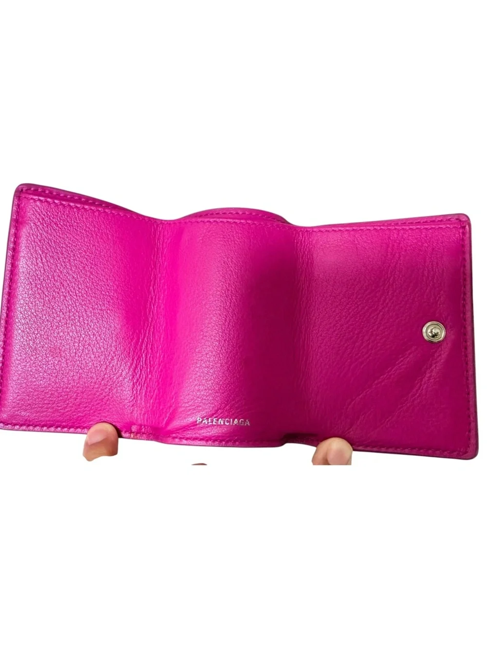 Balenciaga Pink Leather Trifold Wallet